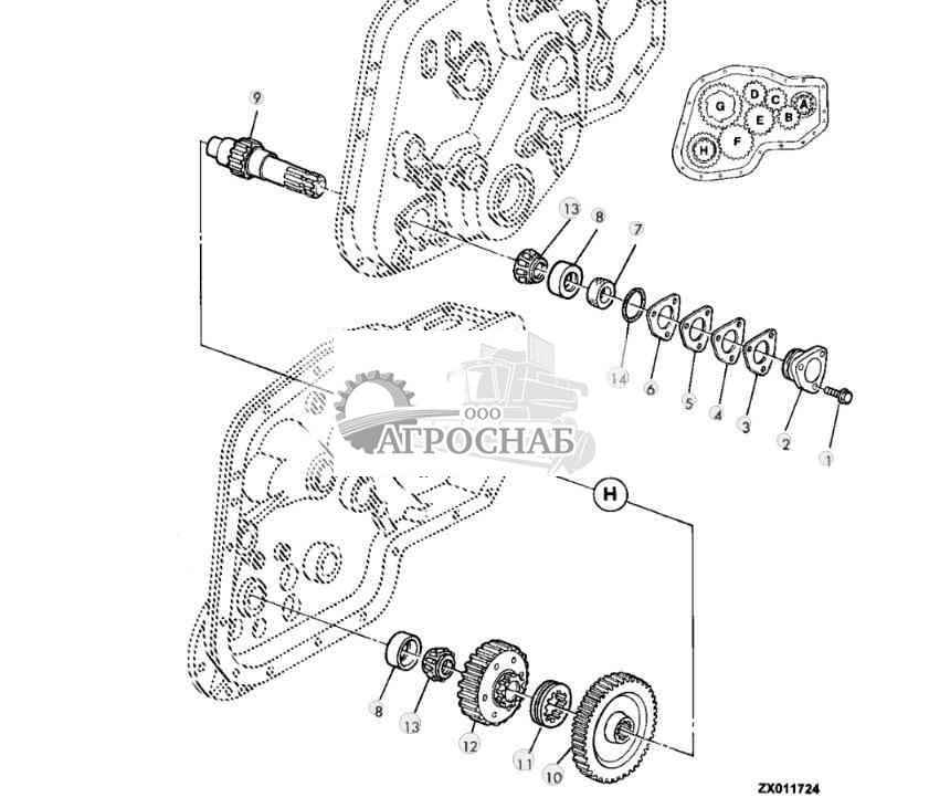 LENGTH-OF-CUT TRANSMISSION (SHAFT ''H'') (4-GEAR LOC TRANSMISSION) 